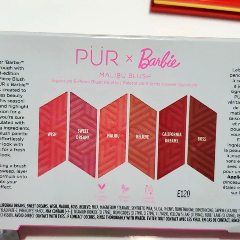 NIB PUR x Barbie Malibu Signature 6 piece Blush Palette Limited Edition